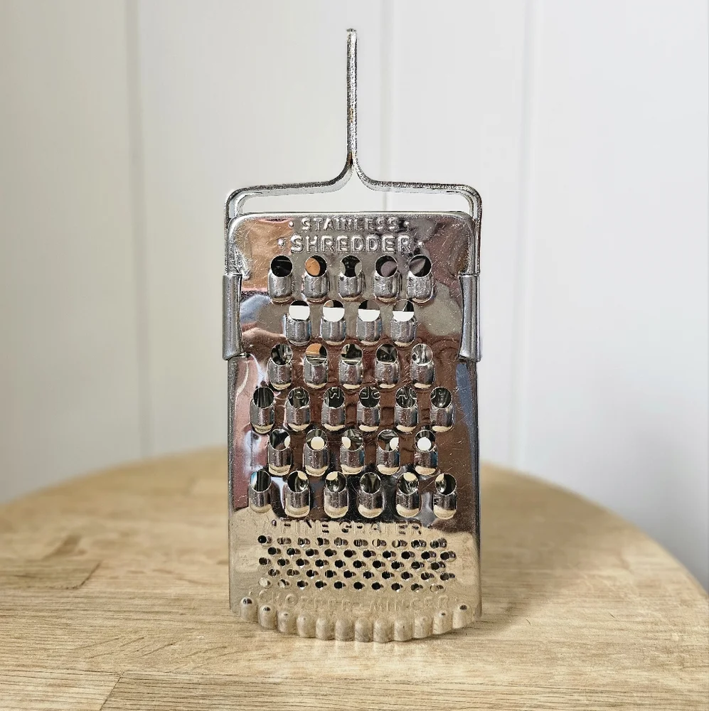 Vintage Stainless Steel Grater Vegetable Slicer Chopper Mincer Shredder Tool